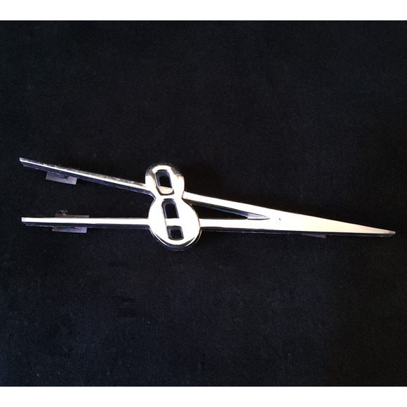 Vintage Rare Ford Auto Deluxe Standard V8 Circa 1939 RH Hood Chrome Emblem 4824 - Picture 1 of 3